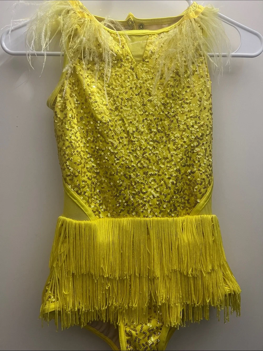 Fun bright yellow weissman jazz/pom costume!